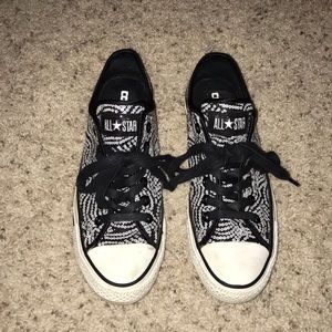 Black and white sequin converse